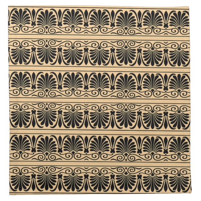 Greek Mediterranean Arabesque Pattern Brown Cloth Napkin (Front)