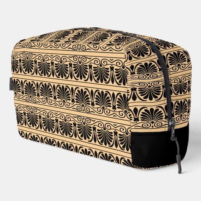 Greek Mediterranean Arabesque Pattern Brown Dopp Kit (Right Corner)