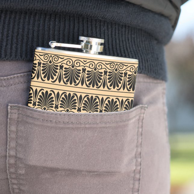 Greek Mediterranean Arabesque Pattern Brown Flask (In Situ)