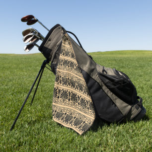 Greek Mediterranean Arabesque Pattern Brown Golf Towel