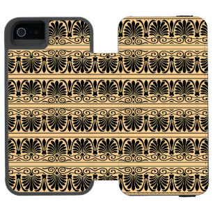 Greek Mediterranean Arabesque Pattern Brown iPhone SE/5/5s Wallet Case