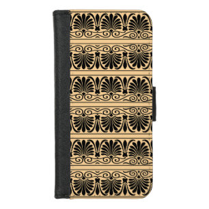 Greek Mediterranean Arabesque Pattern Brown iPhone 8/7 Wallet Case