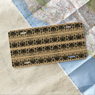 Greek Mediterranean Arabesque Pattern Brown License Plate