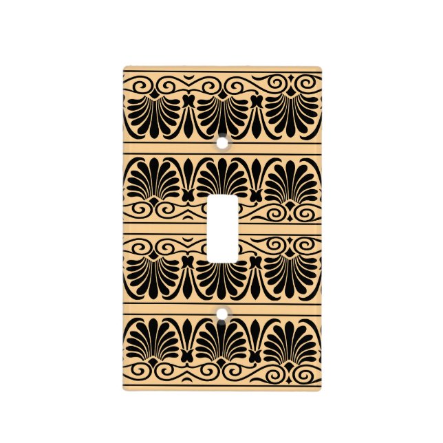 Greek Mediterranean Arabesque Pattern Brown Light Switch Cover (Front)