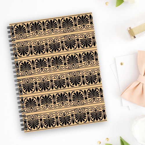 Greek Mediterranean Arabesque Pattern Brown Notebook