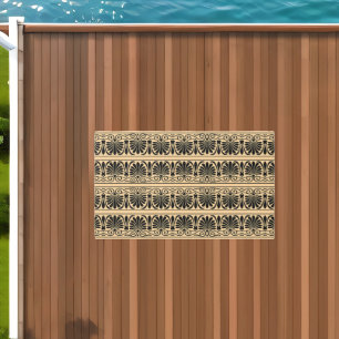 Greek Mediterranean Arabesque Pattern Brown Outdoor Rug
