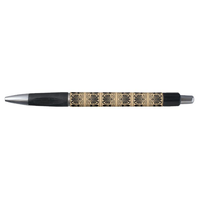 Greek Mediterranean Arabesque Pattern Brown Pen (Front)