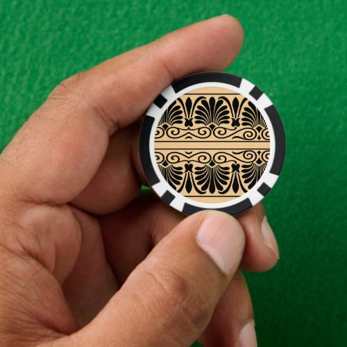 Greek Mediterranean Arabesque Pattern Brown Poker Chips