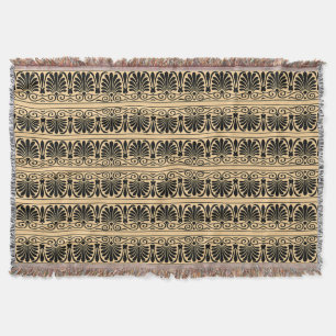 Greek Mediterranean Arabesque Pattern Brown Throw Blanket