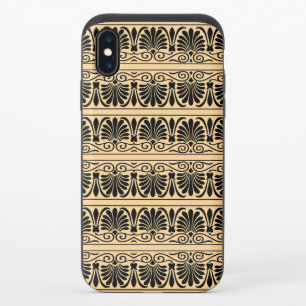 Greek Mediterranean Arabesque Pattern Brown iPhone XS Slider Case