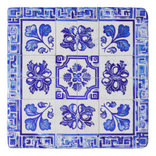 Greek mosaic: Cobalt and White Trivet