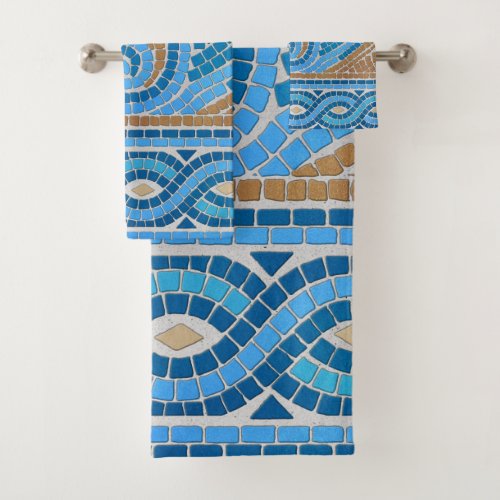 Greek Mosaic Tile Ornament Bath Towel Set