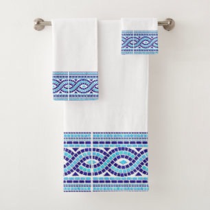 Greek Mosaic Tile Ornament Bath Towel Set