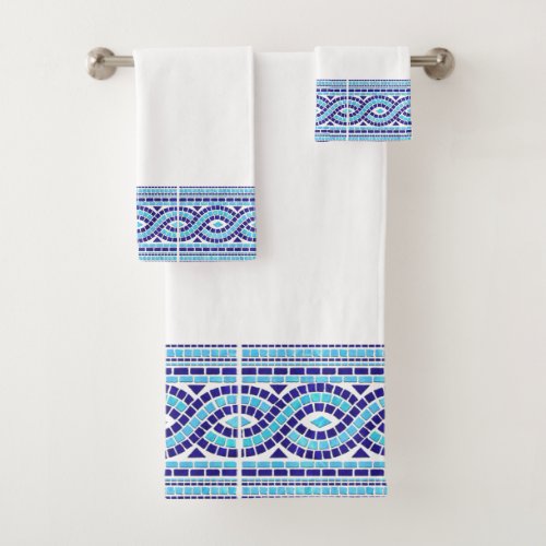 Greek Mosaic Tile Ornament  Bath Towel Set