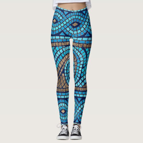 Greek Mosaic Tile Ornament Leggings