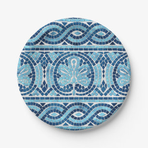 Greek Mosaic Tile Ornament Paper Plates