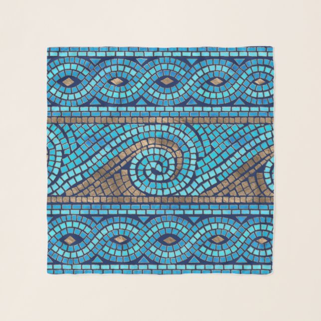 Greek Mosaic Tile Ornament Scarf (Front)