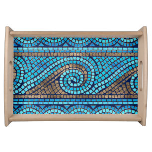 Greek Mosaic Tile Ornament Serving Tray