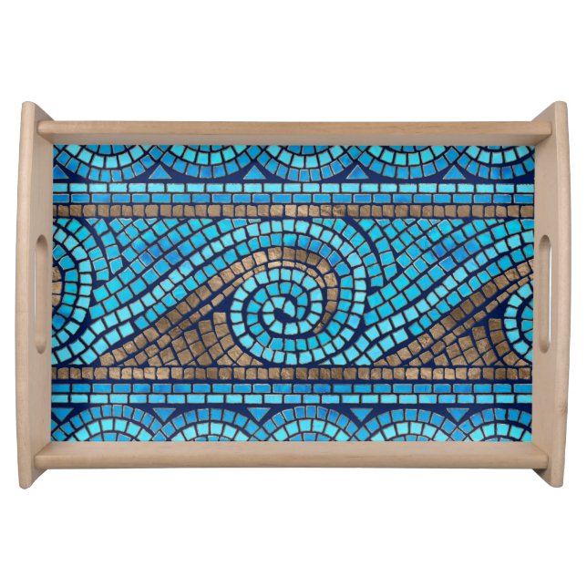 Greek Mosaic Tile Ornament Serving Tray (Front)
