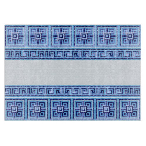 Greek Mosaic Tile Ornament _ Shades of Blue Cutting Board