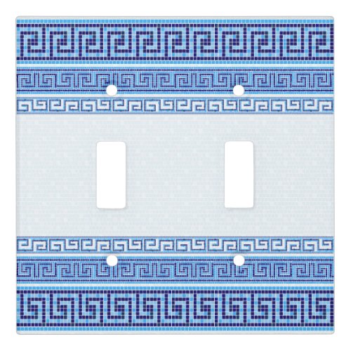 Greek Mosaic Tile Ornament _ Shades of Blue Light Switch Cover