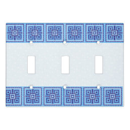 Greek Mosaic Tile Ornament - Shades of Blue Light Switch Cover