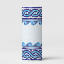 Greek Mosaic Tile Ornament - Shades of Blue