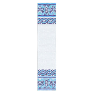 Greek Mosaic Tile Ornament - Shades of Blue Short Table Runner