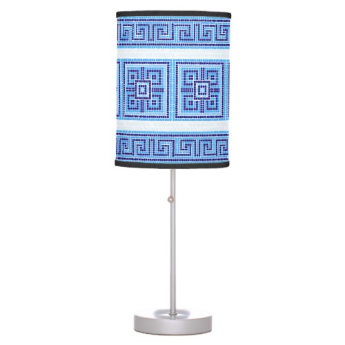 Greek Mosaic Tile Ornament _ Shades of Blue Table Lamp