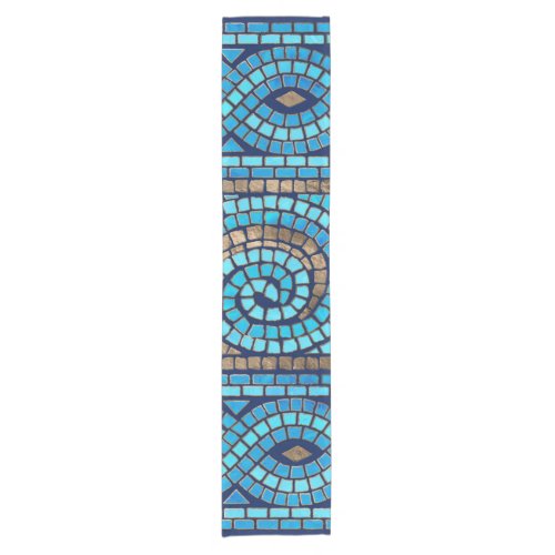 Greek Mosaic Tile Ornament Short Table Runner