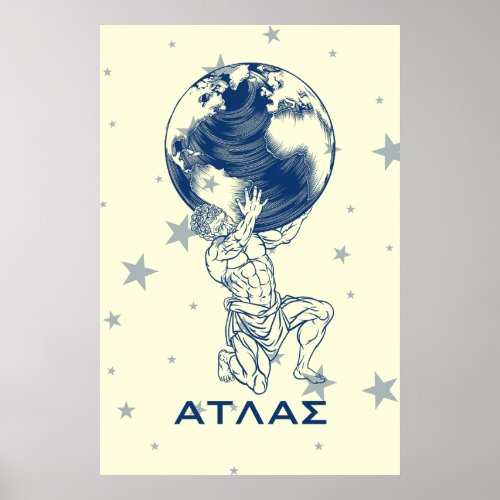 Greek Mythology Atlas Ancient Greece  Poster