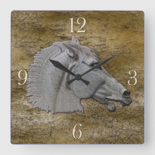Greek Mythology Classical Horse Head Square Wall Clock