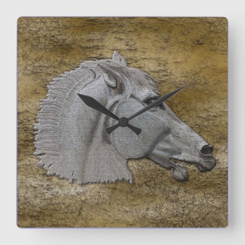 Greek Mythology Classical Horse Head Square Wall Clock