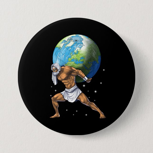 Greek Mythology God Atlas Button (Front)