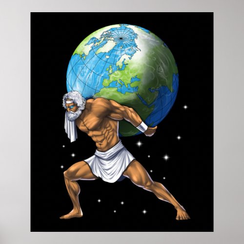 Greek Mythology God Atlas Poster