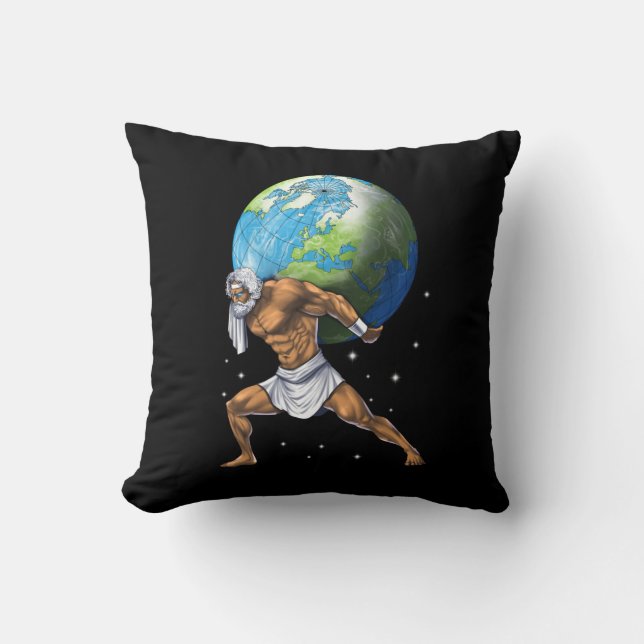 Greek Mythology God Atlas Throw Pillow (Front)