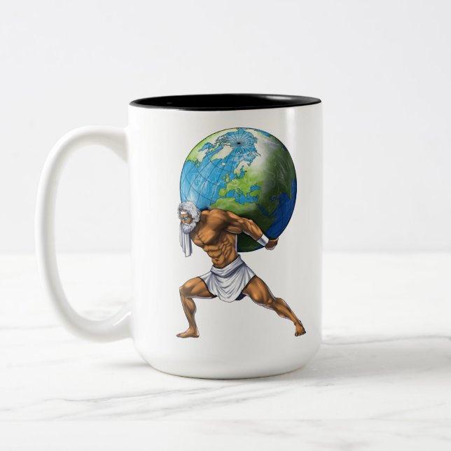 Greek Mythology God Atlas Two-Tone Coffee Mug (Left)