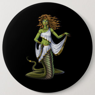 Greek Mythology Goddess Medusa Button