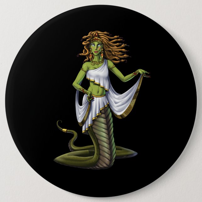 Greek Mythology Goddess Medusa Button (Front)