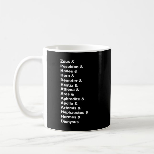 Greek Mythology Gods Pantheon List of Demigod Name Coffee Mug (Left)