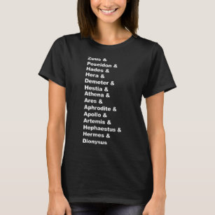 Greek Mythology Gods Pantheon List of Demigod Name T-Shirt