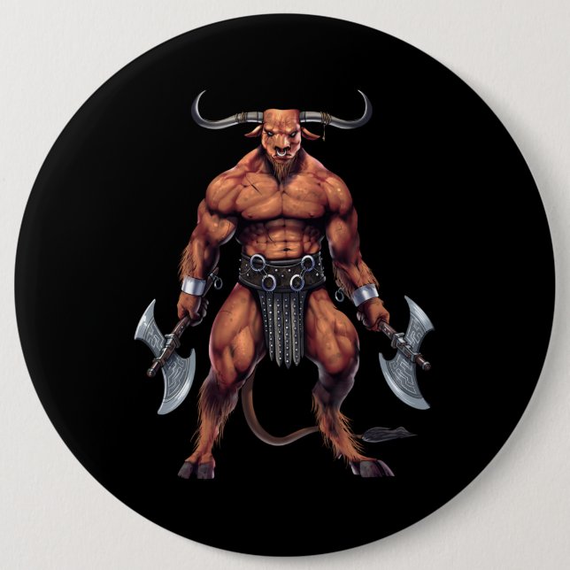 Greek Mythology Minotaur Button (Front)