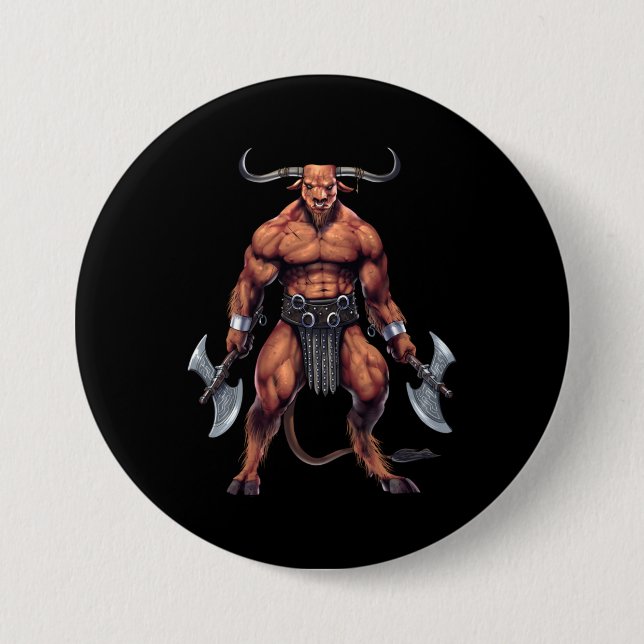 Greek Mythology Minotaur Button (Front)