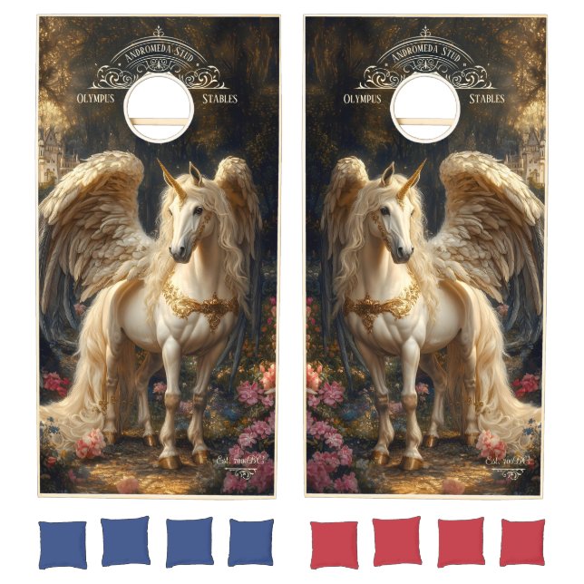 Greek Mythology White Pegasus Cornhole Set (Set)