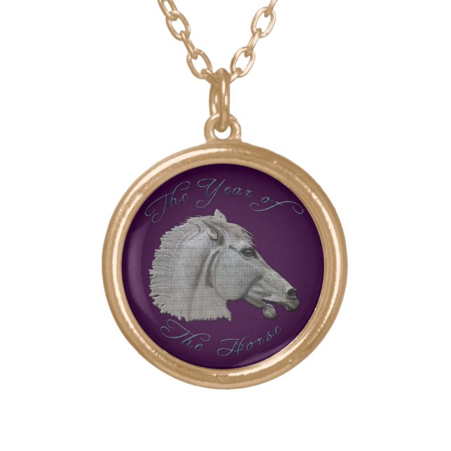 Greek Mythology Year of the Horse Gold Plated Necklace (Front)