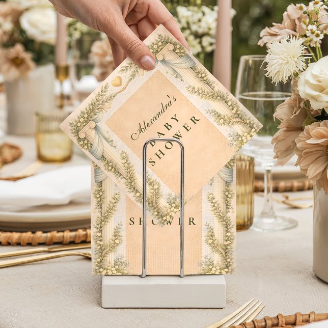 Greek Neutral Floral Baby Shower Napkins (Creator Uploaded)