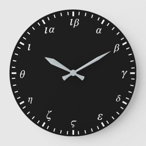 Greek Numbers Black  Large Clock
