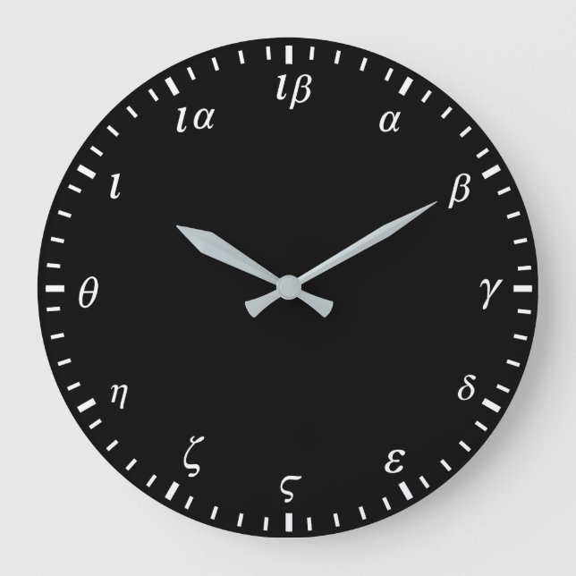 Greek Numbers Black  Large Clock (Front)