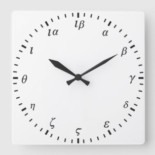 Greek numbers square wall clock