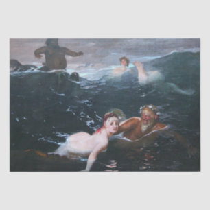 Greek Nymphs and Satyrs Playing in the Waves Tissue Paper